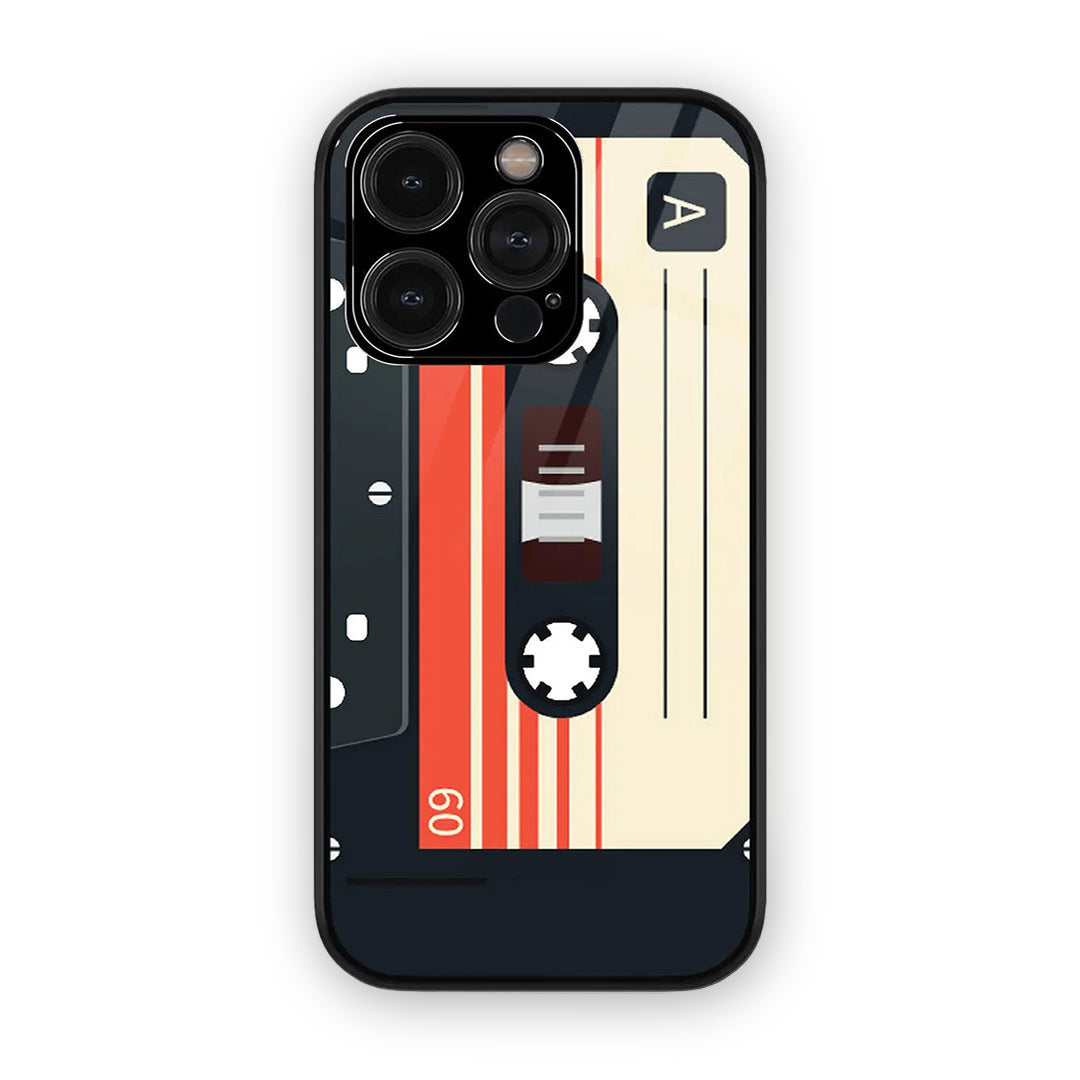 Cassette Black Glass iPhone Case for iPhone 15 Pro | Macmerise