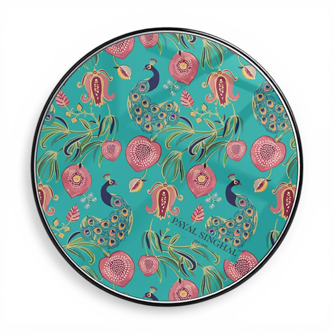 Payal Singhal Anaar and Mor Wireless Charger - 15W Teal - front view | Macmerise