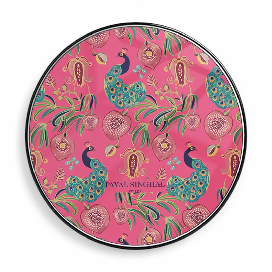 Payal Singhal Anaar and Mor Wireless Charger - 15W Pink - front view | Macmerise