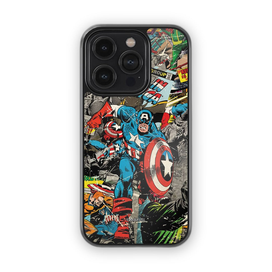 Comic Captain America Glass iPhone Case for iPhone 14 Pro | Macmerise