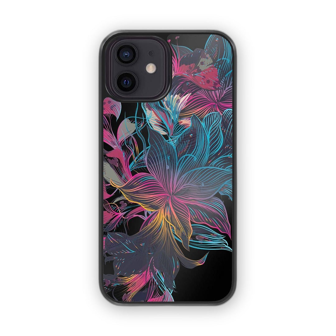 Neon Flowers Glass iPhone Case for iPhone 12 Mini | Macmerise