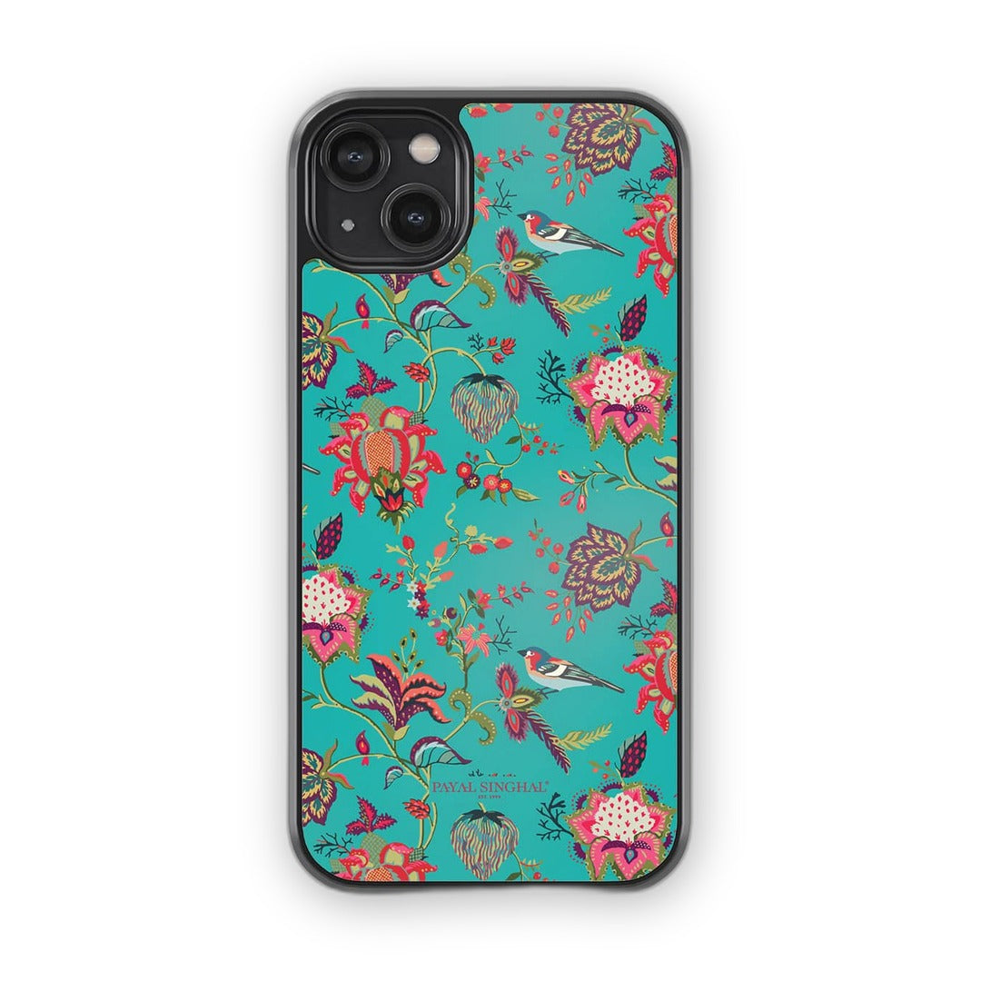 Payal Singhal Chidiya iPhone 14 Plus Cover Teal - front view | Macmerise