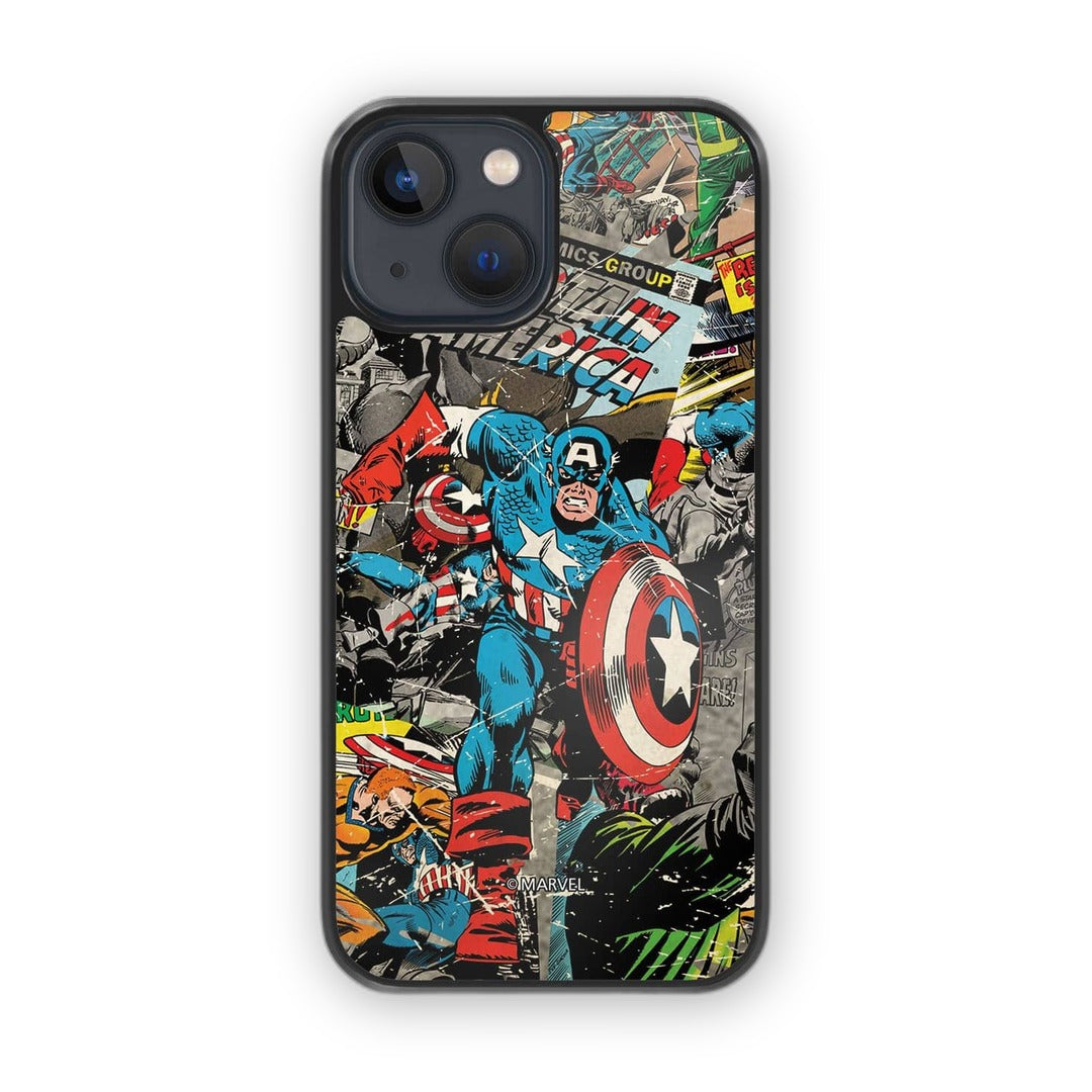 Comic Captain America Glass iPhone Case for iPhone 13 Mini | Macmerise