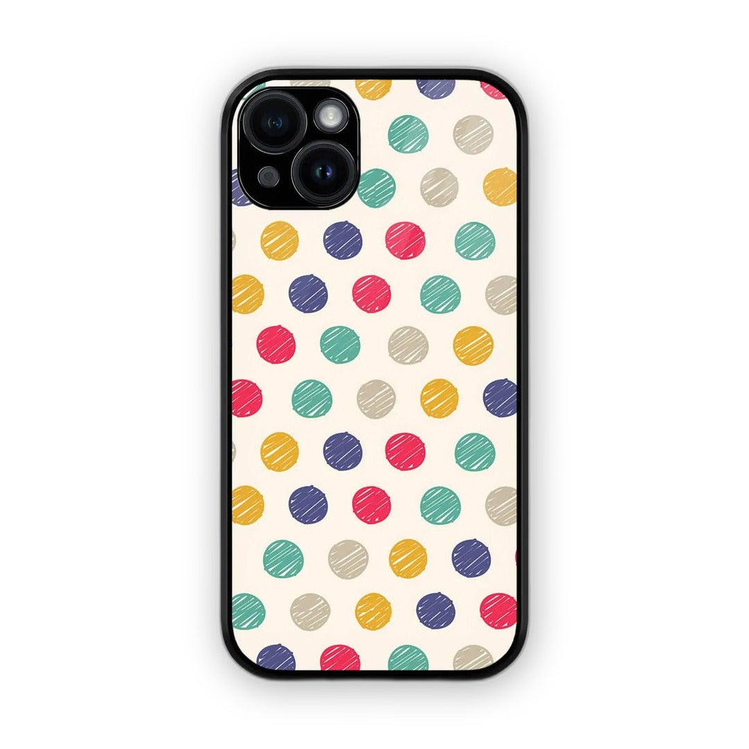 Polka Dot Scribbles Glass iPhone Case for iPhone 15 Plus | Macmerise