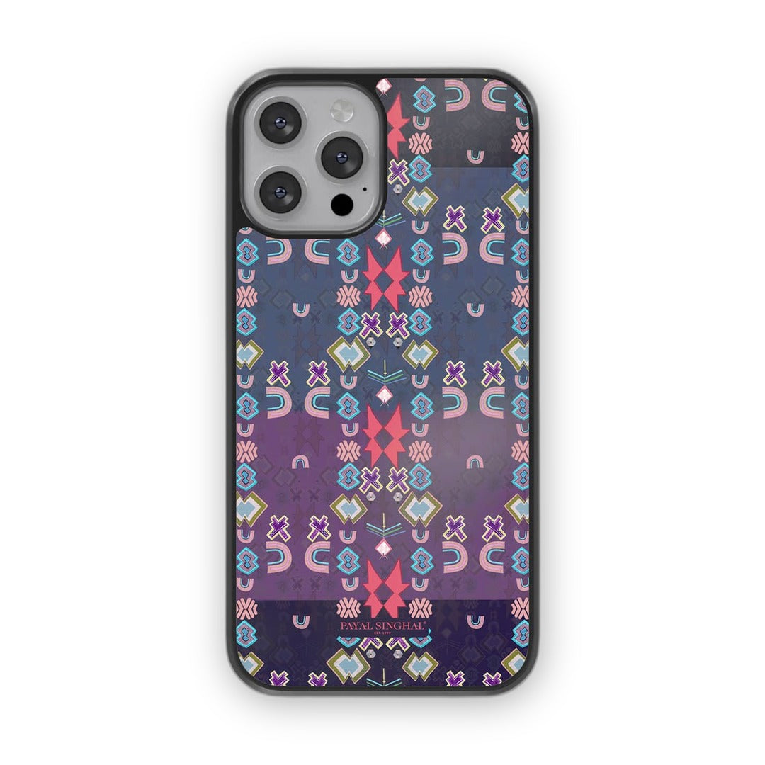 Payal Singhal Ikat Star Purple Small Glass iPhone Case for iPhone 13 Pro Max | Macmerise