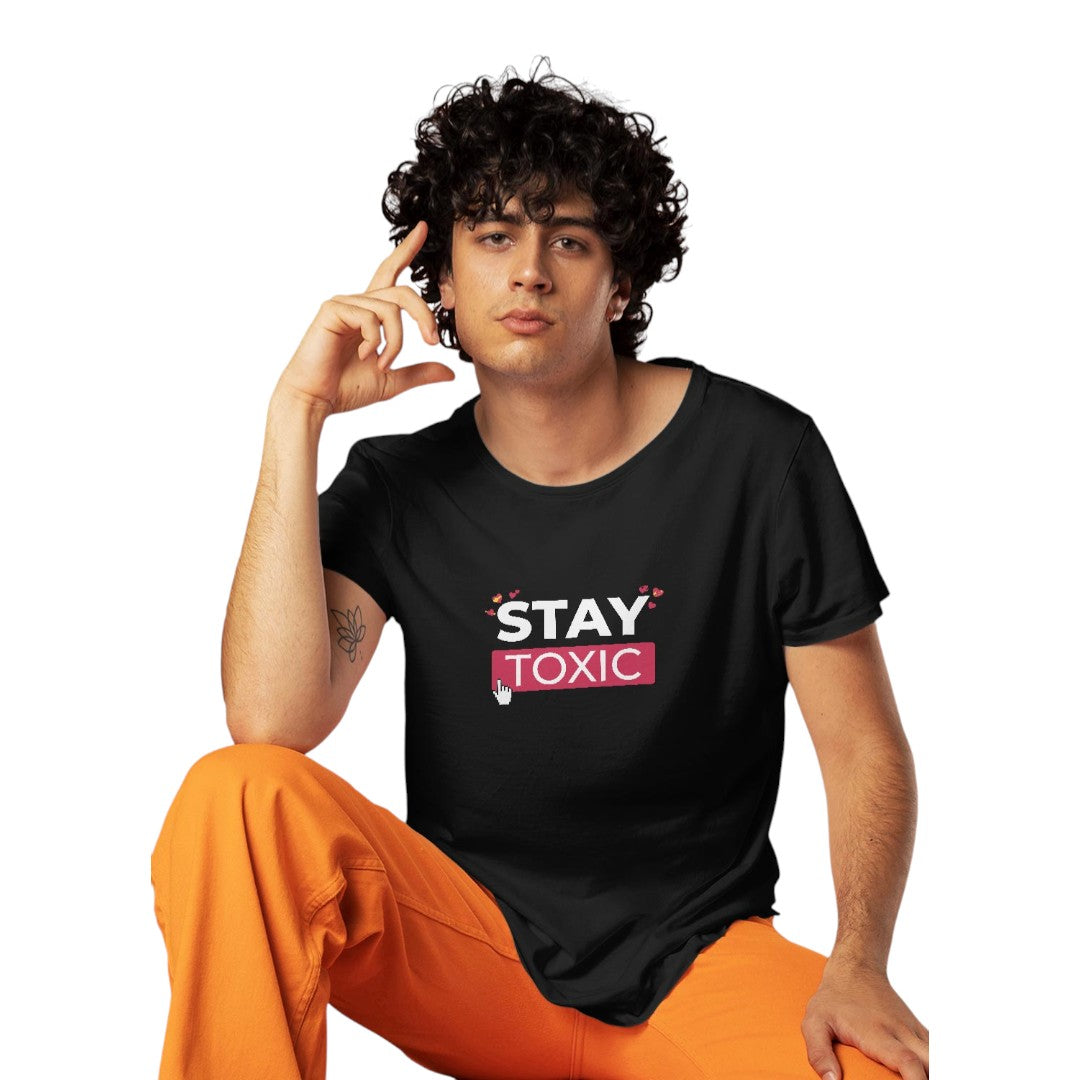 Stay Toxic Black Mens T-Shirt - front view | Macmerise