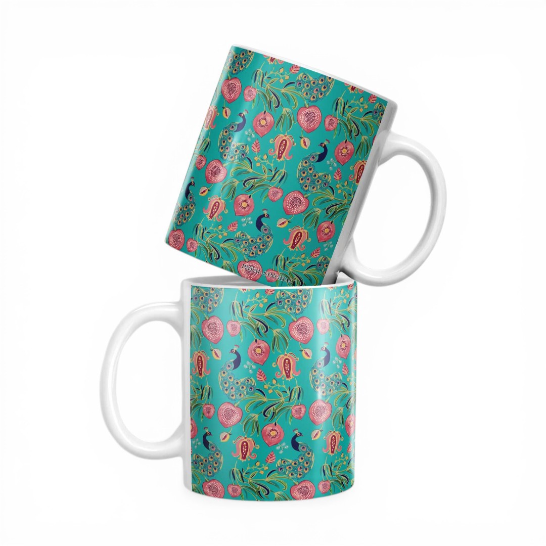 Payal Singhal Anaar and Mor Teal Coffee Mug | Macmerise