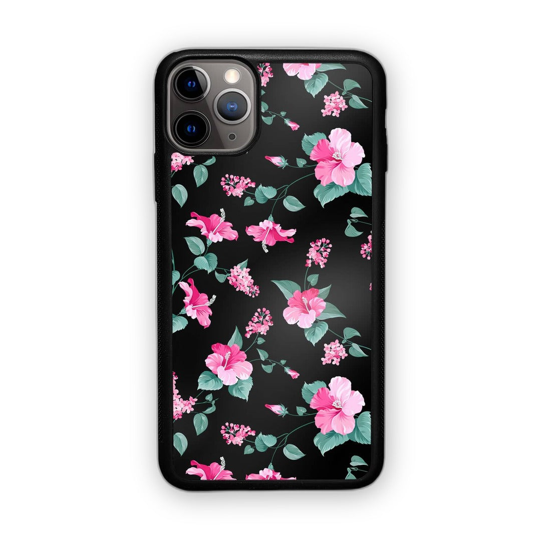 Sk Hibiscus Blush Black Glass iPhone Case for iPhone 11 Pro Max | Macmerise