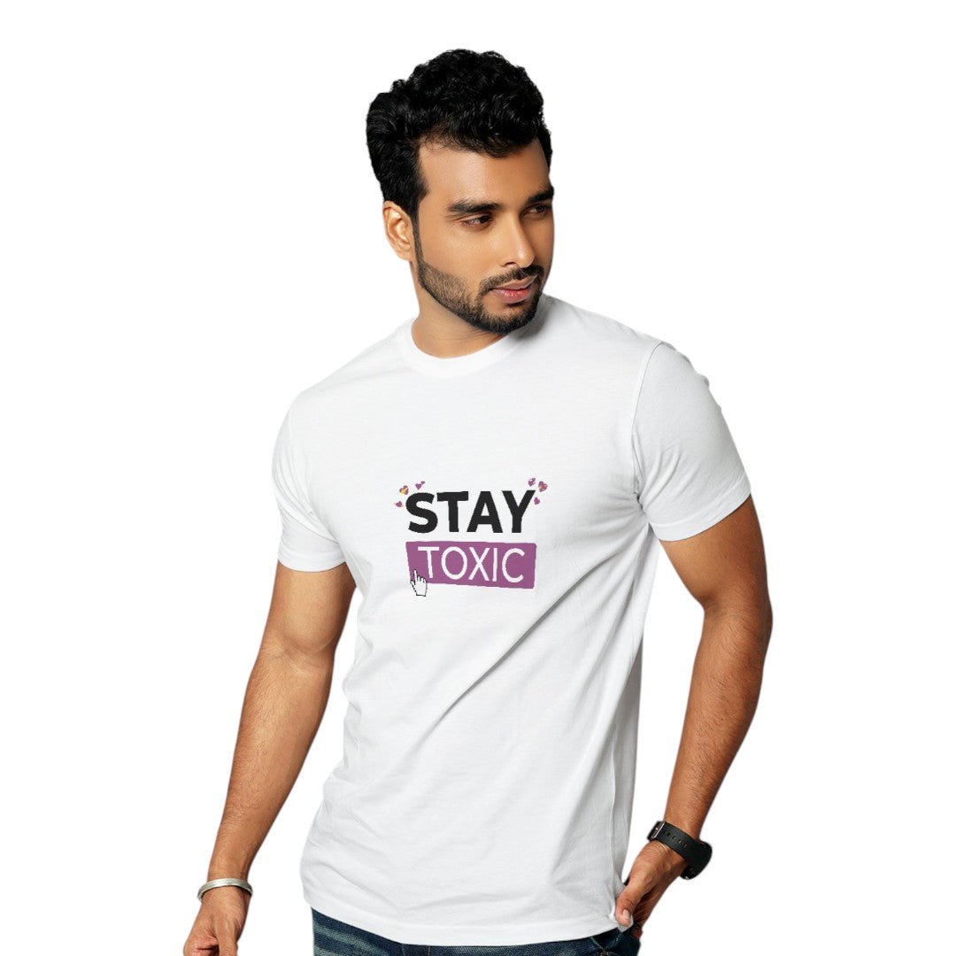 Stay Toxic White Mens T-Shirt - front view | Macmerise