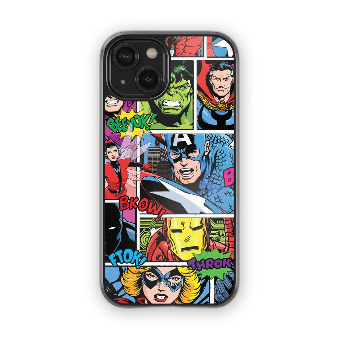 Comic Superheroes Mashup Glass iPhone Case for iPhone 14 | Macmerise