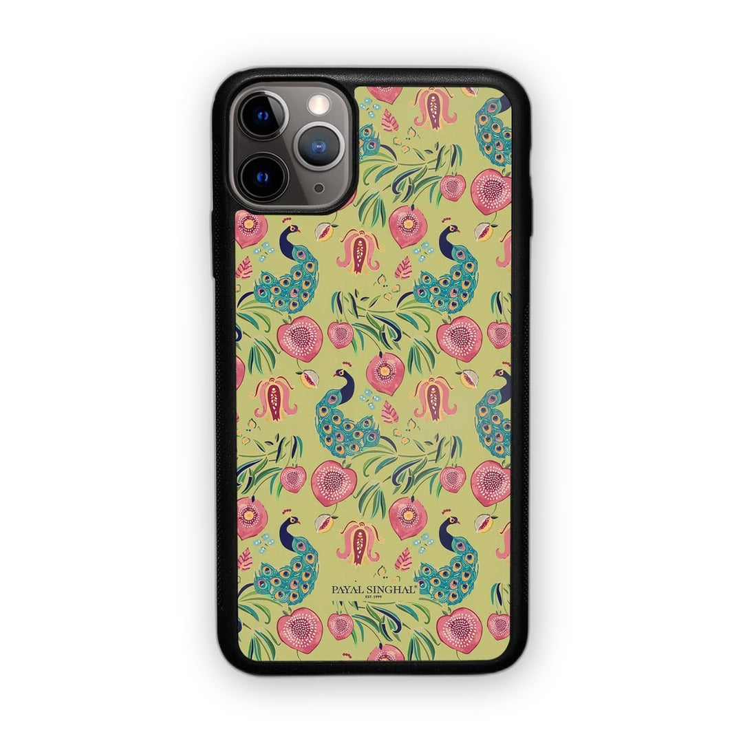 Payal Singhal Anaar and Mor Olive Glass iPhone Case for iPhone 11 Pro Max | Macmerise