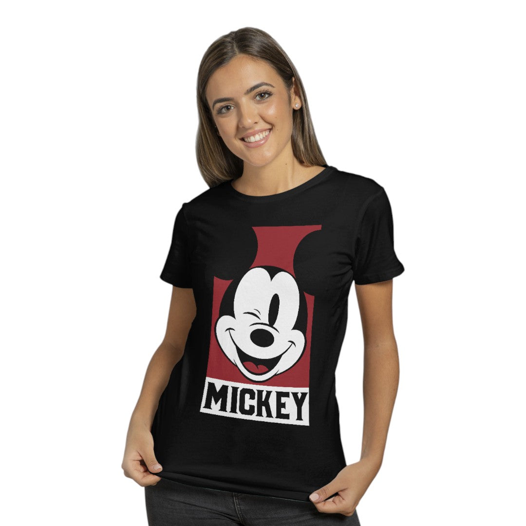 Disney Mickey Mouse Portrait Black T-Shirt - front view | Macmerise
