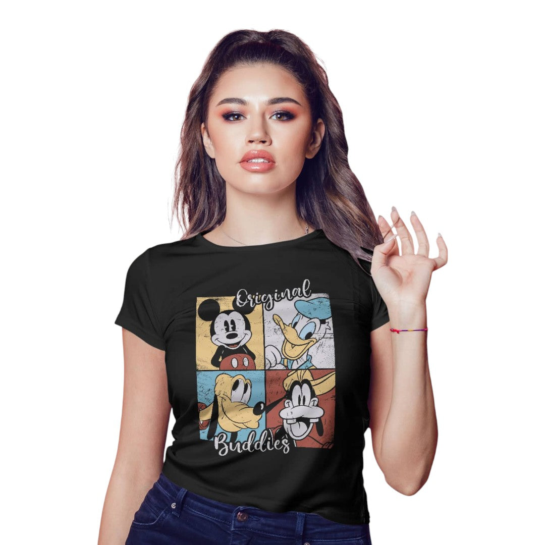 Disney Mickeys Buddies Black T-Shirt - front view | Macmerise