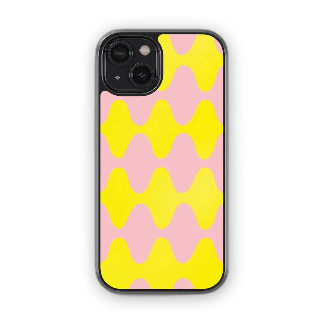 Wavy Wonder Yellow Glass iPhone Case for iPhone 14 | Macmerise