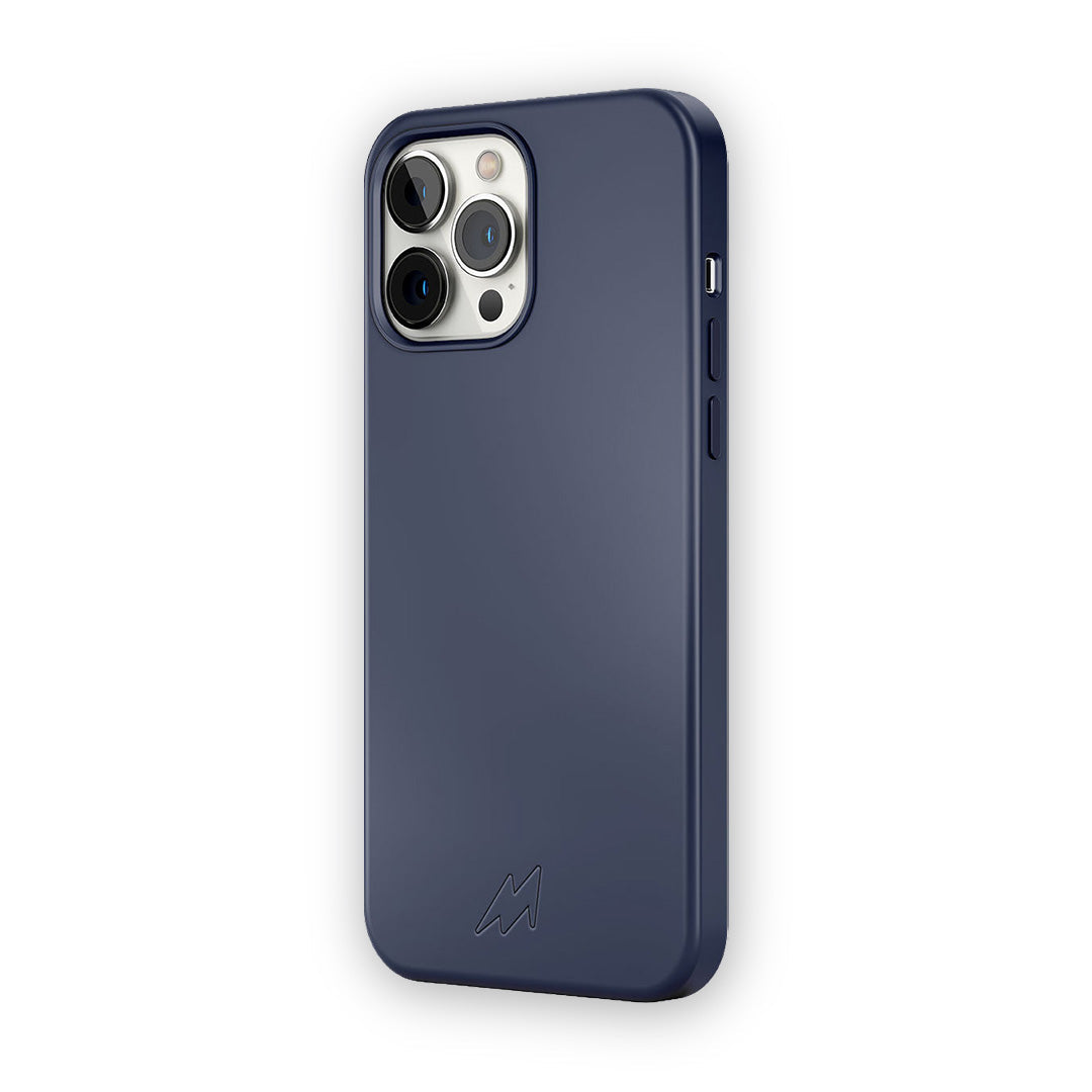 Basics iPhone 13 Pro Max Silicone Case Midnight Blue - back view | Macmerise