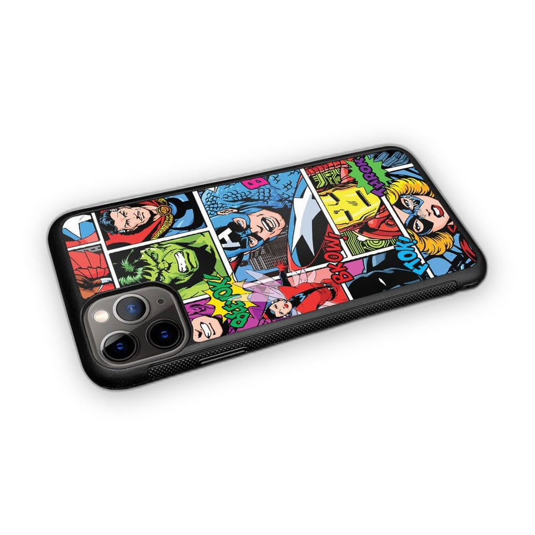 Comic Superheroes Mashup Glass iPhone Case for iPhone 11 Pro Max | Macmerise