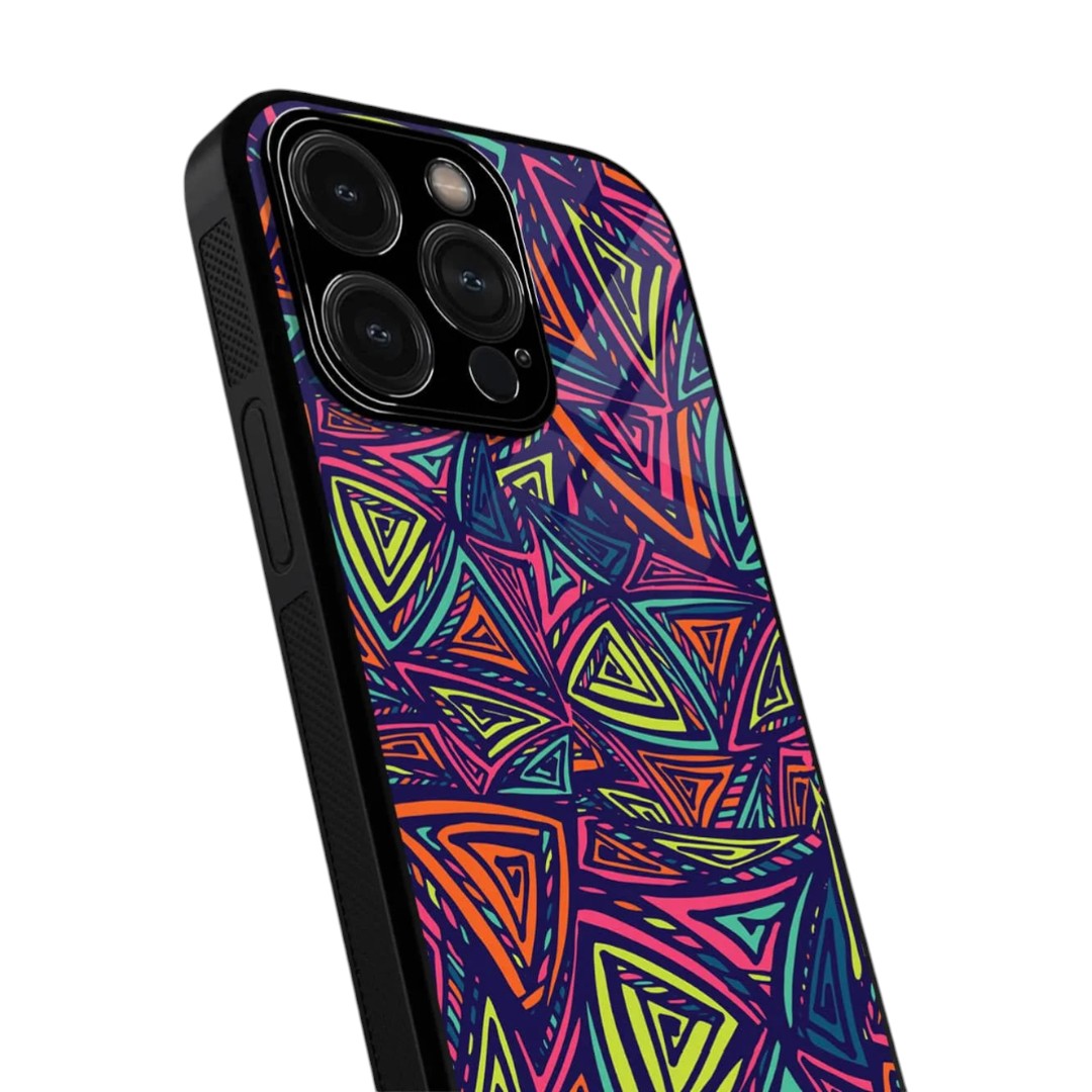 Neon Angles Glass iPhone Case for iPhone 15 Pro Max | Macmerise