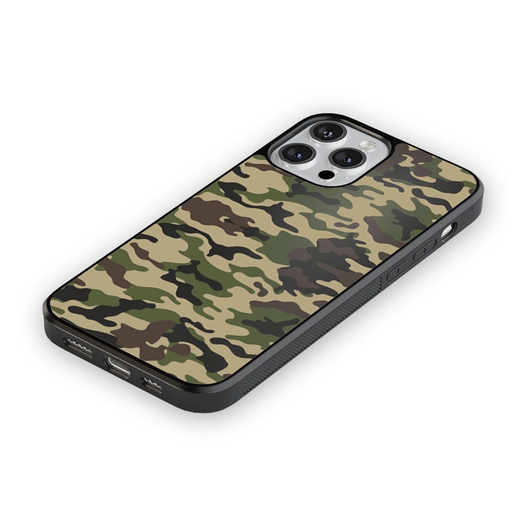 Camo Army Green Glass iPhone Case for iPhone 13 Pro Max | Macmerise