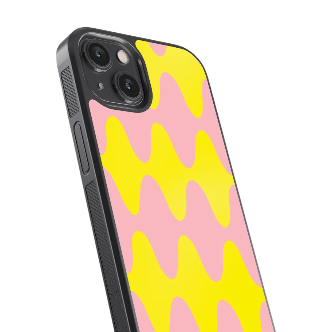 Wavy Wonder Yellow Glass iPhone Case for iPhone 14 | Macmerise