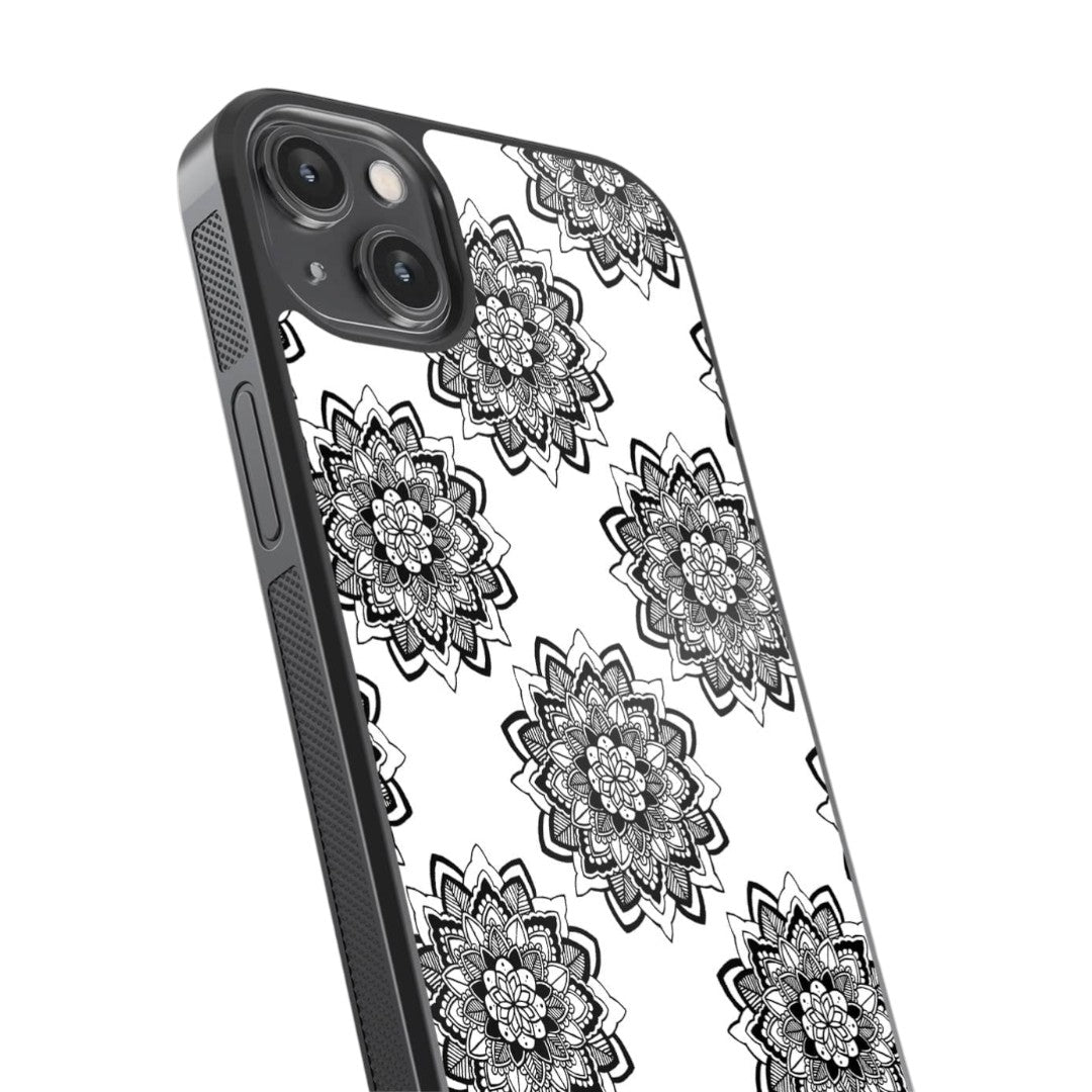 Mandala Black Glass iPhone Case for iPhone 14 Plus | Macmerise