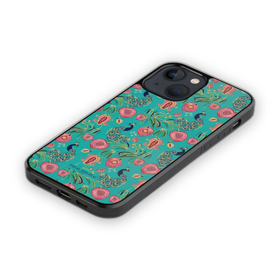 Payal Singhal Anaar and Mor iPhone 13 Cover Teal - side view | Macmerise