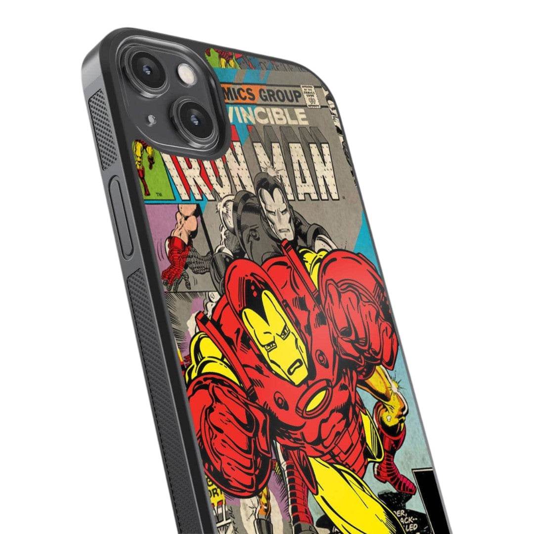 Comic Iron Man Glass iPhone Case for iPhone 14 Plus | Macmerise