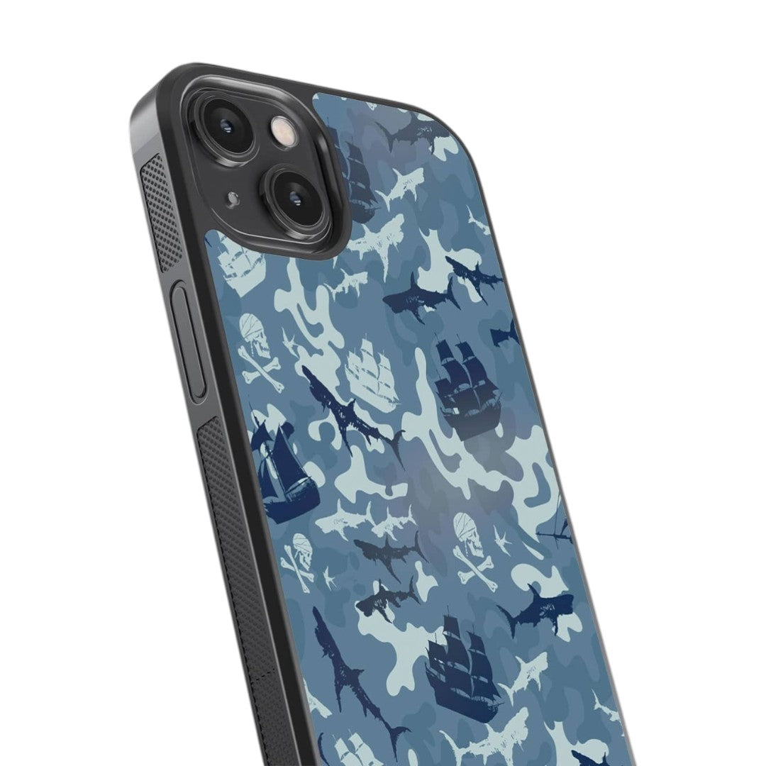 Pirates Pattern Glass iPhone Case for iPhone 14 | Macmerise