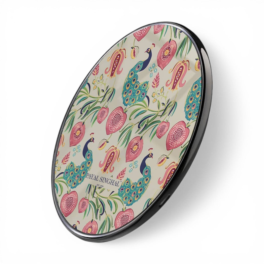 Payal Singhal Anaar and Mor Wireless Charger - 15W Beige - side view | Macmerise