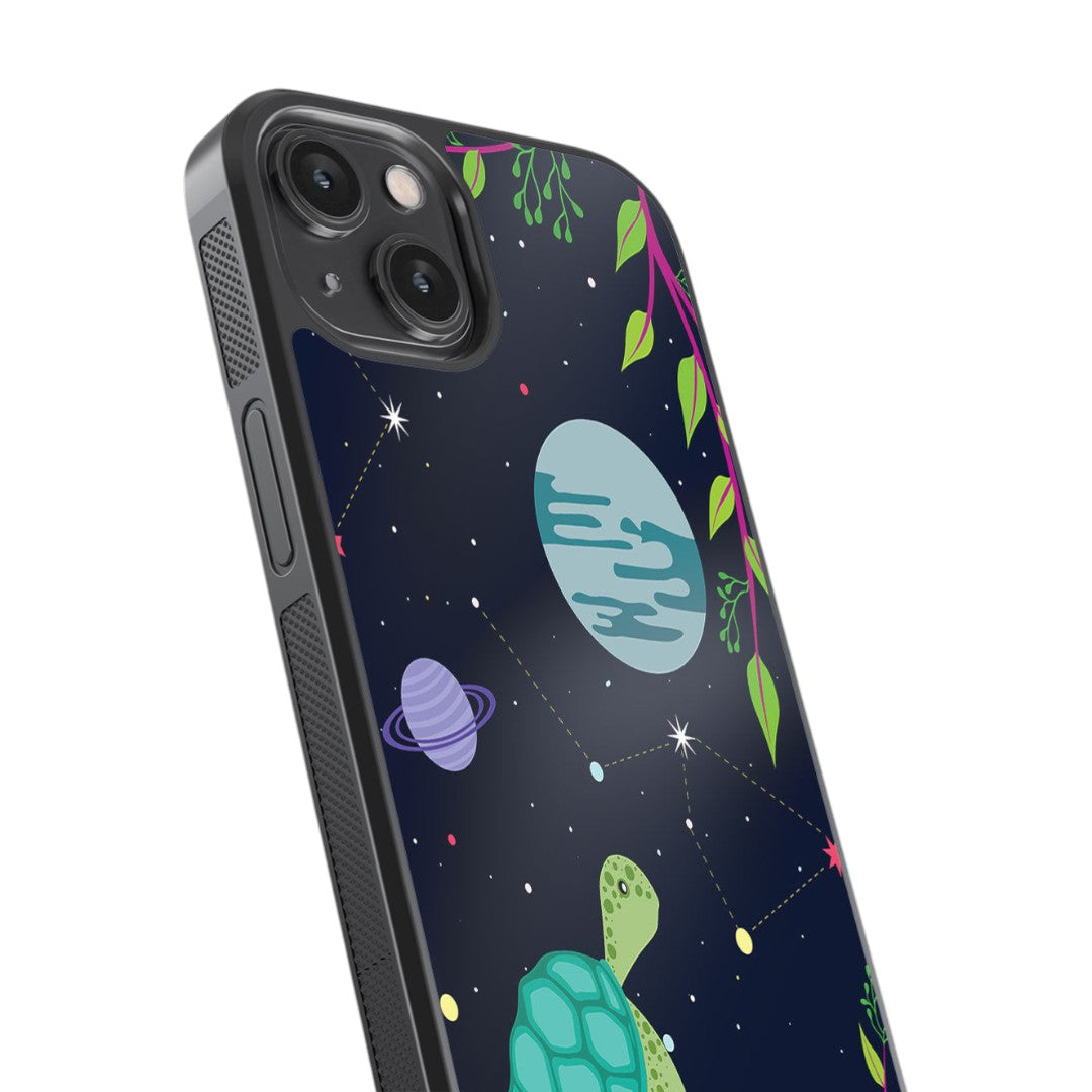 Space Turtle Glass iPhone Case for iPhone 14 | Macmerise