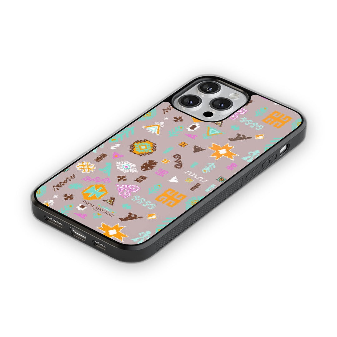 Payal Singhal Bandhani Kilim Lavender Orange Glass iPhone Case for iPhone 13 Pro Max | Macmerise