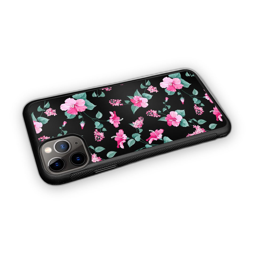 Sk Hibiscus Blush Black Glass iPhone Case for iPhone 11 Pro Max | Macmerise