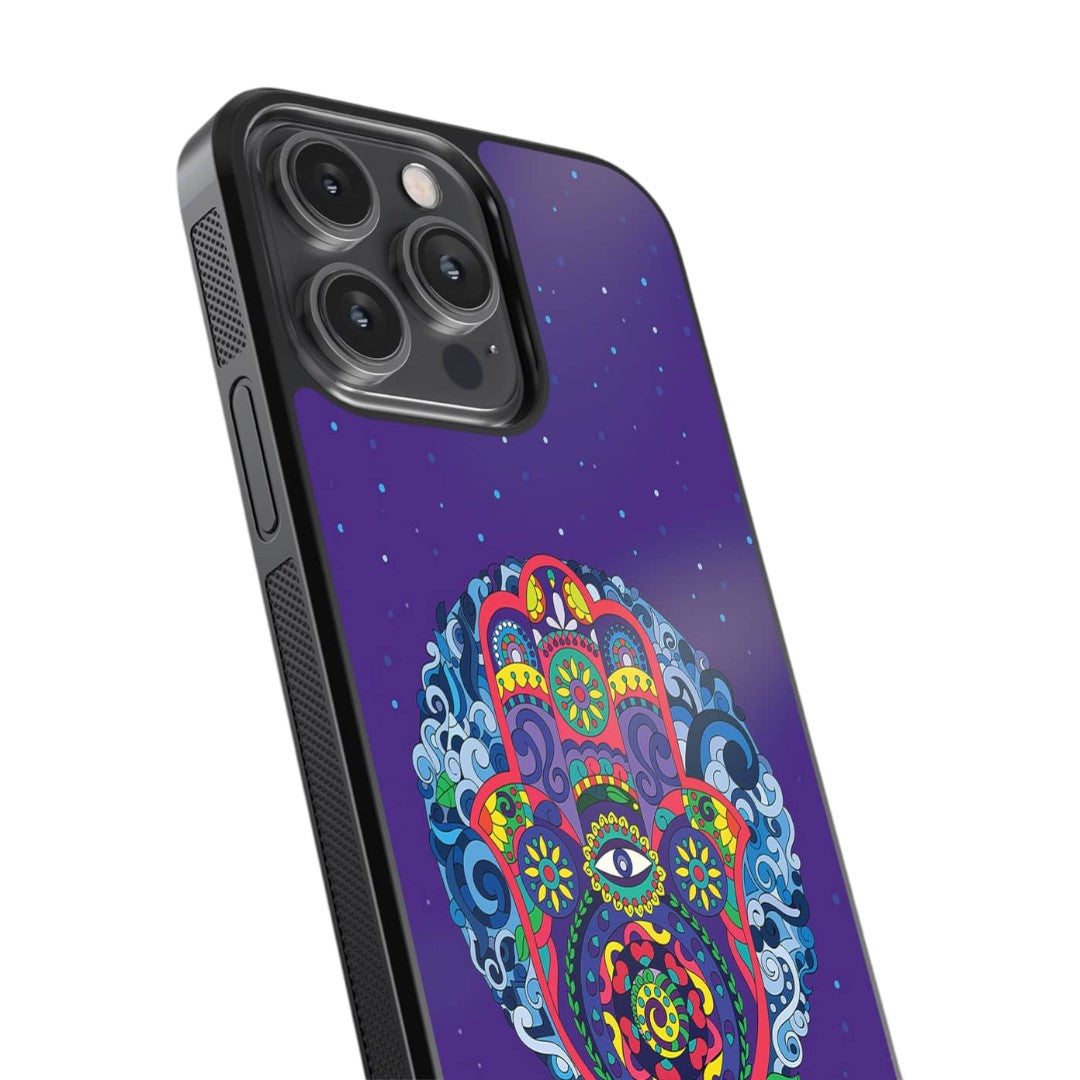 Humsa Mandala Glass iPhone Case for iPhone 14 Pro Max | Macmerise