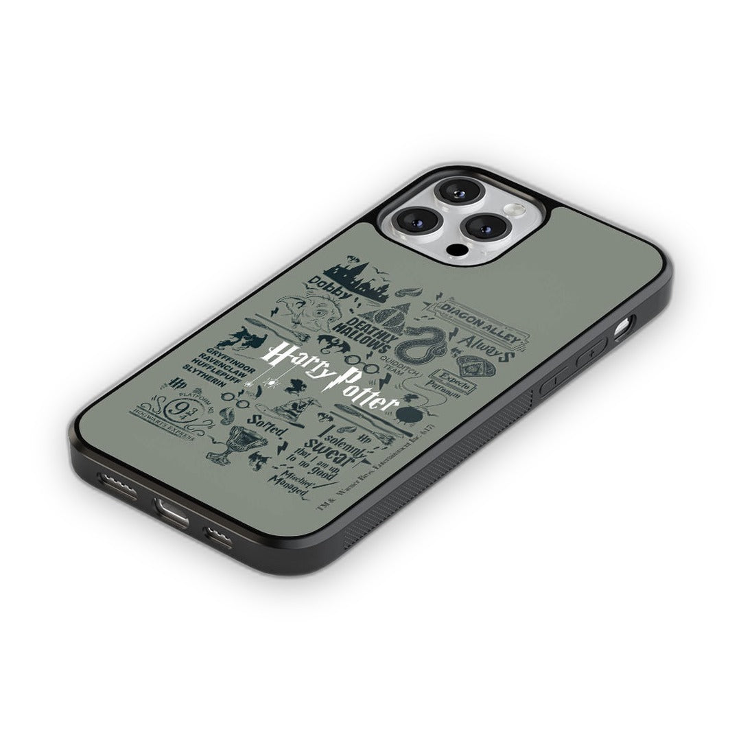 Harry Potter Infographic Grey Glass iPhone Case for iPhone 13 Pro Max | Macmerise