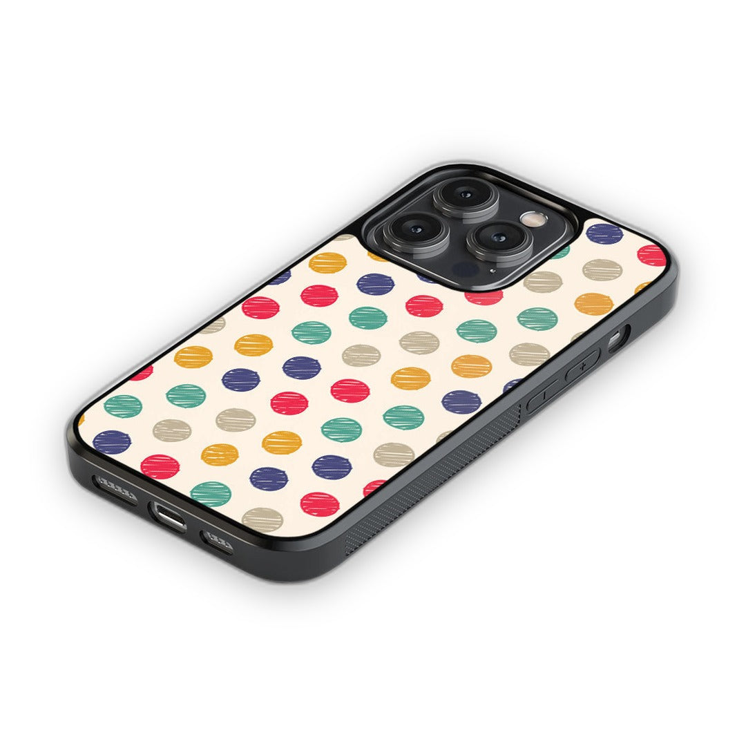 Polka Dot Scribbles Glass iPhone Case for iPhone 14 Pro | Macmerise