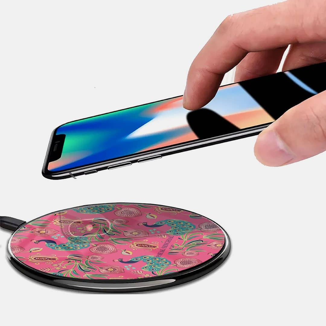 Payal Singhal Anaar and Mor Wireless Charger - 15W Pink - back view | Macmerise