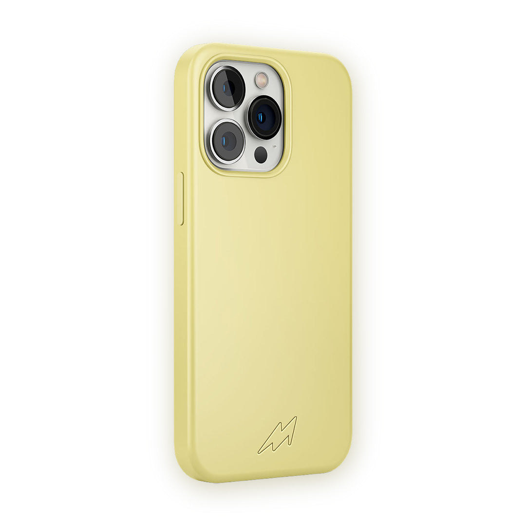 Basics iPhone 13 Pro Silicone Case Yellow - side view | Macmerise