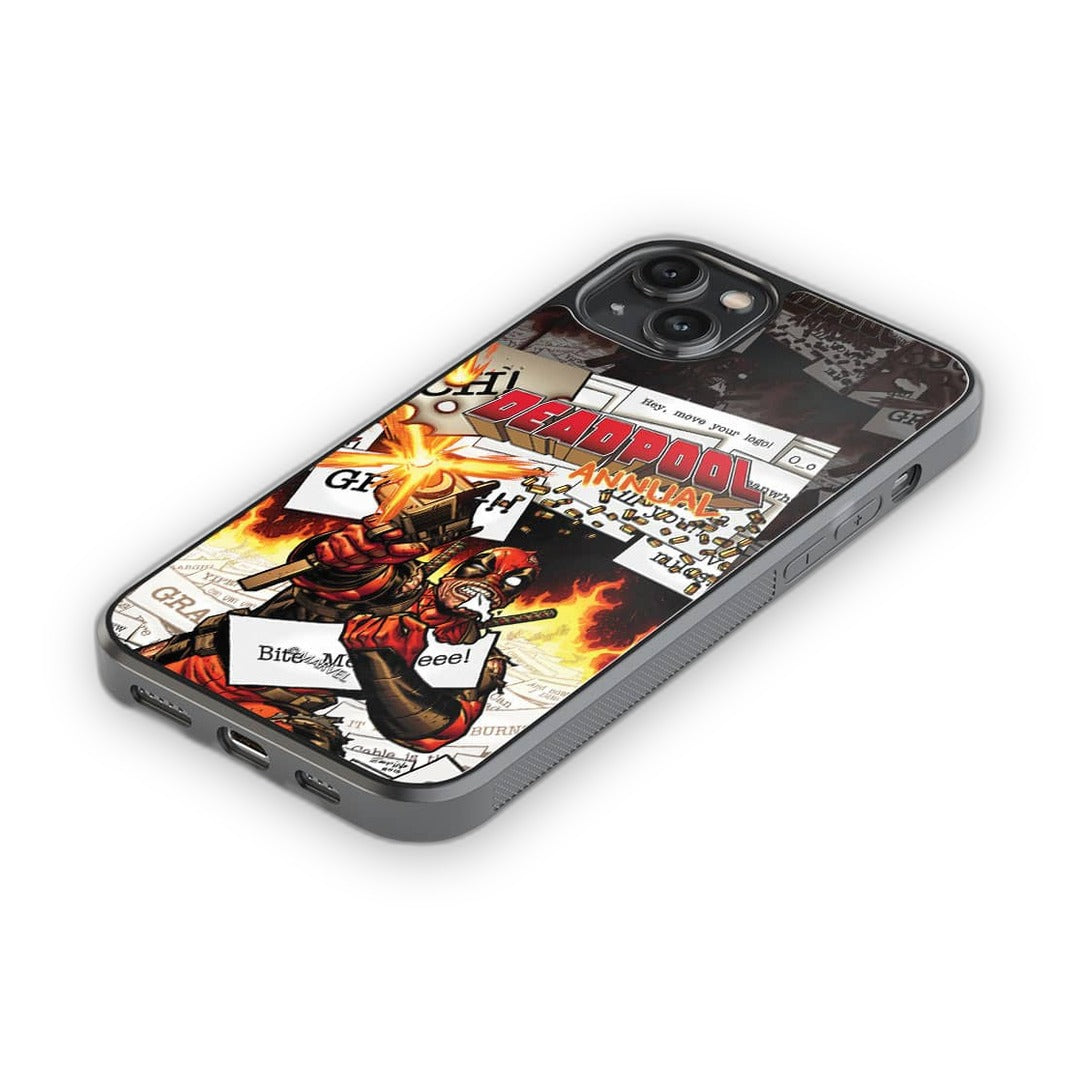 Comic Deadpool Glass iPhone Case for iPhone 14 Plus | Macmerise