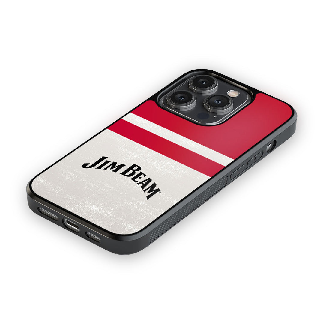 Jim Beam Stripes iPhone 14 Pro Cover White - back view | Macmerise
