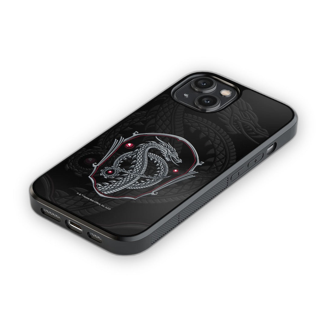Silver Dragon Crest Glass iPhone Case for iPhone 14 | Macmerise