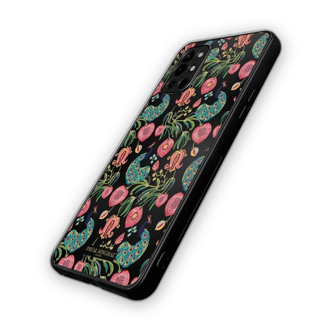 Payal Singhal Anaar and Mor Black Phone Case for OnePlus 9r Bumper | Macmerise