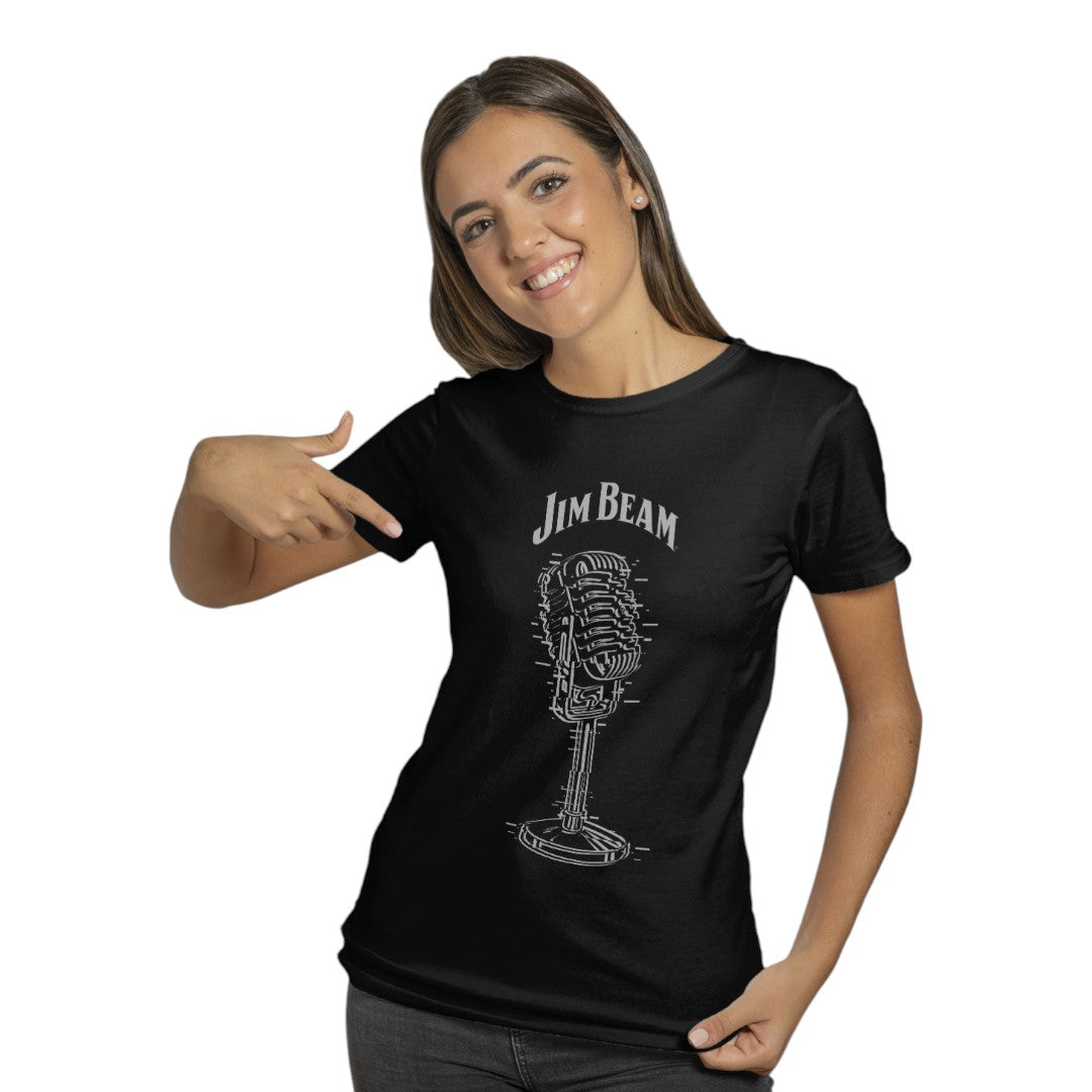 Jim Beam Retro Mic Black T-Shirt - detail 2 view | Macmerise