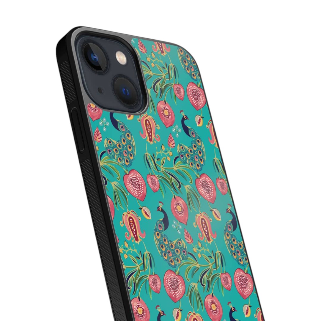 Payal Singhal Anaar and Mor iPhone 13 Cover Teal - back view | Macmerise