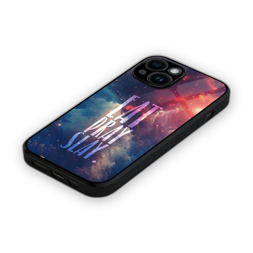 Eat Pray Slay Glass iPhone Case for iPhone 15 | Macmerise