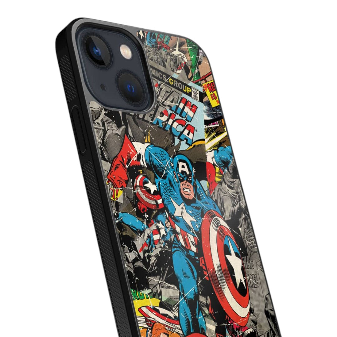 Comic Captain America Glass iPhone Case for iPhone 13 Mini | Macmerise