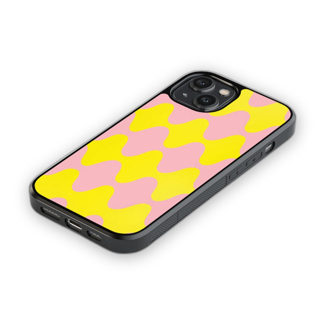 Wavy Wonder Yellow Glass iPhone Case for iPhone 14 | Macmerise