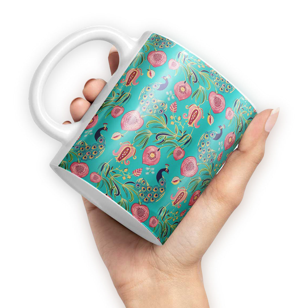 Payal Singhal Anaar and Mor Teal Coffee Mug | Macmerise
