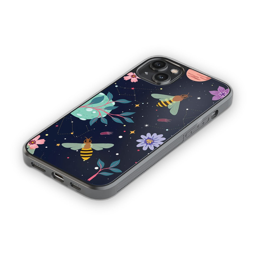 Space Bees Glass iPhone Case for iPhone 14 Plus | Macmerise