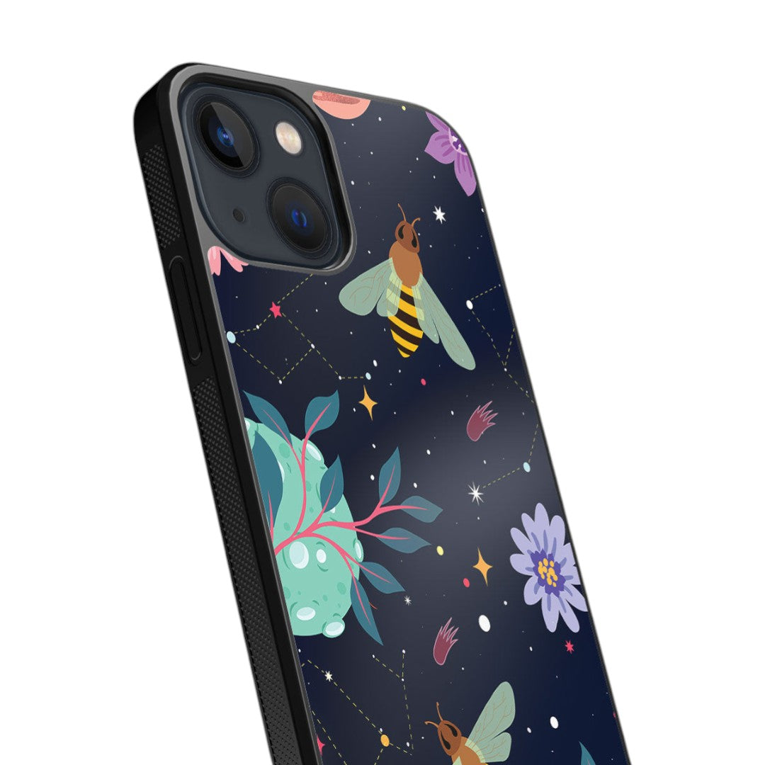Space Bees Glass iPhone Case for iPhone 13 Mini | Macmerise