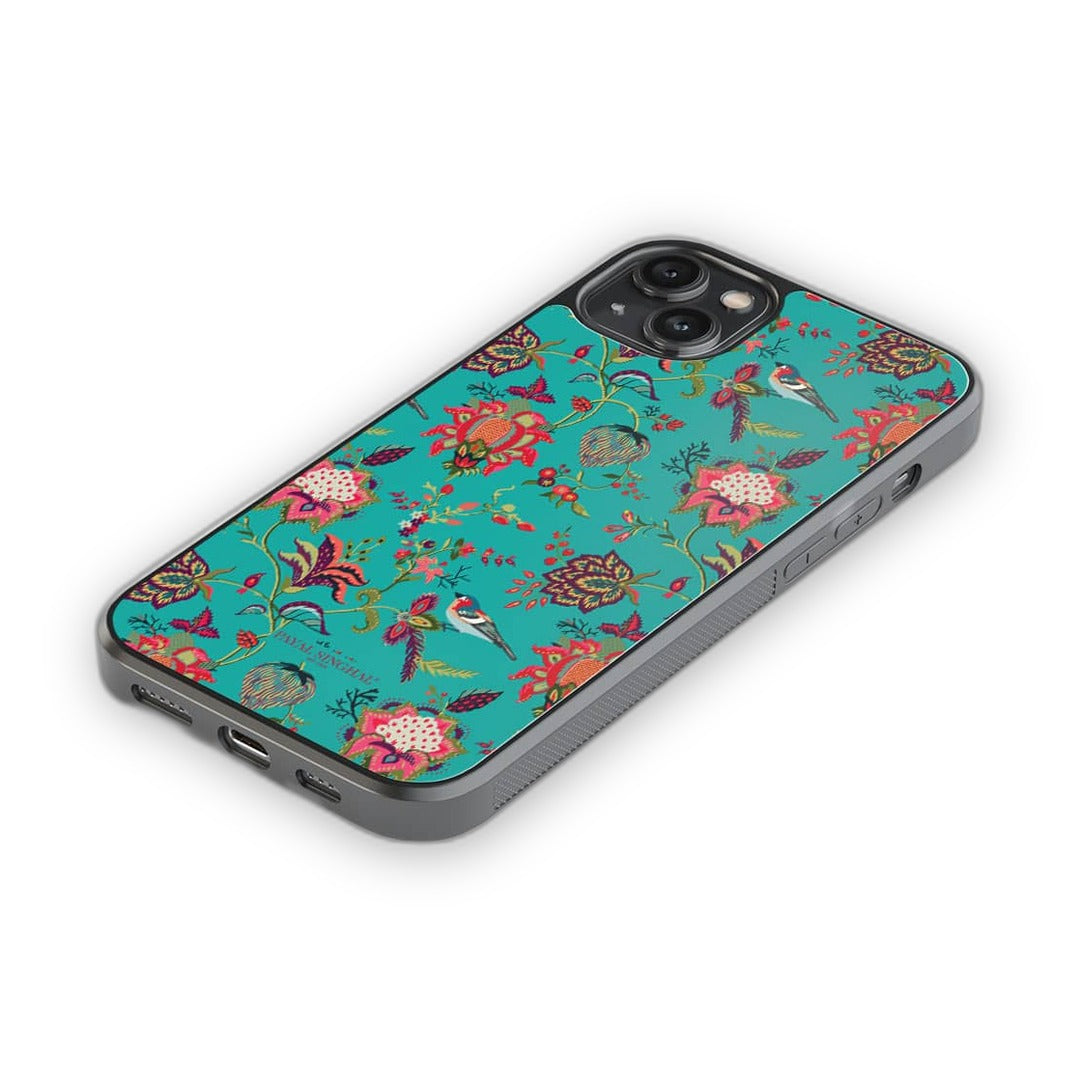 Payal Singhal Chidiya iPhone 14 Plus Cover Teal - back view | Macmerise