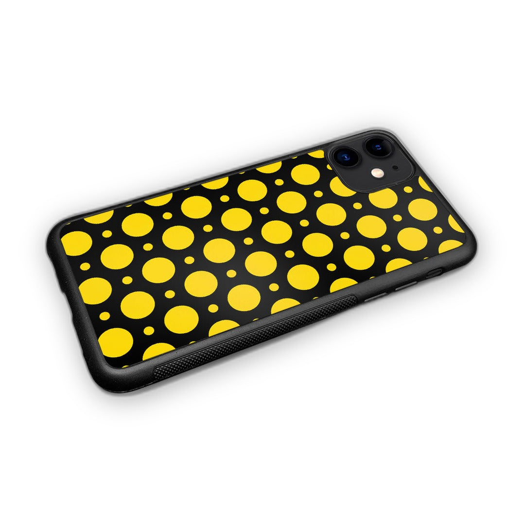 Polka Dot Black Yellow Glass iPhone Case for iPhone 11 | Macmerise